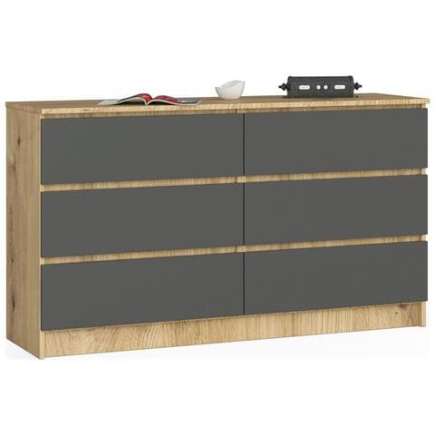 Cassettiera K140, 6 cassetti, 138x40x77 cm, Colore Quarcia Artisan e Grigia Grafite - Foto 1