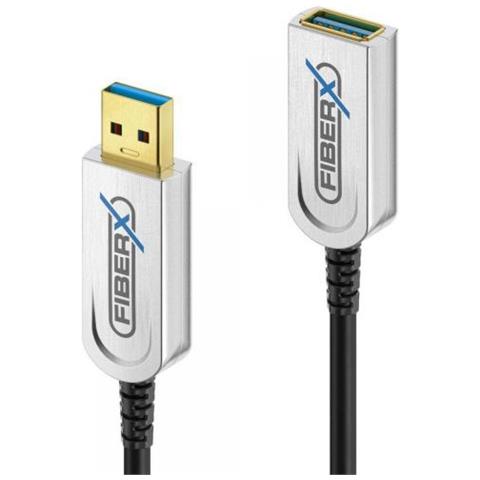 Fiberx Fx-i650-010 Cavo Usb 10 M Usb 3.2 Gen 1 (3.1 Gen 1) Usb A Nero, Argento - Foto 1
