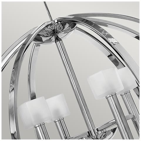 Lampadario Industrial Nordico Mondo Acciaio Cromo Lucido Vetro 8 Luci G9 3 Led - Foto 2