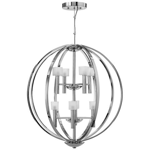 Lampadario Industrial Nordico Mondo Acciaio Cromo Lucido Vetro 8 Luci G9 3 Led - Foto 1