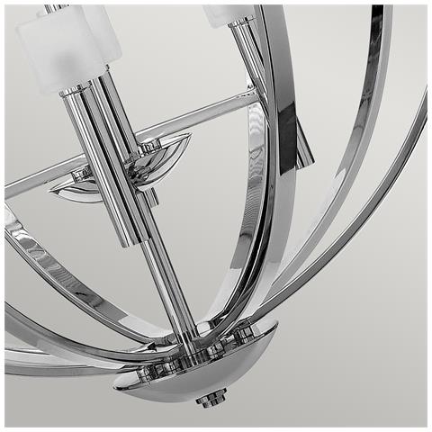 Lampadario Industrial Nordico Mondo Acciaio Cromo Lucido Vetro 8 Luci G9 3 Led - Foto 4