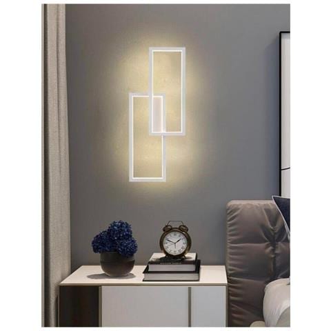 Applique Led Tre TonalitÀ Luce Bianca Calda Naturale Lampada Rettangolare Bianco - Foto 1