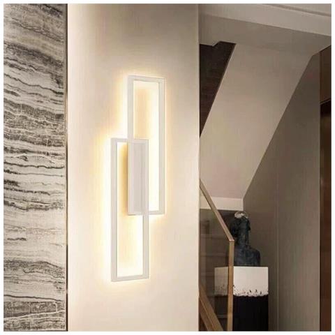 Applique Led Tre TonalitÀ Luce Bianca Calda Naturale Lampada Rettangolare Bianco - Foto 2