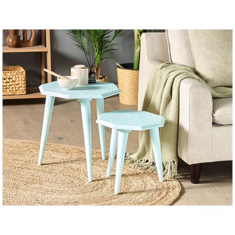 Set Di 2 Tavolini Kanri Azzurro - Foto 1