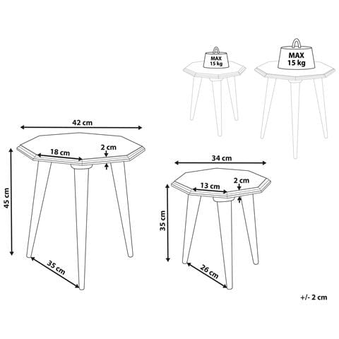 Set Di 2 Tavolini Kanri Azzurro - Foto 8