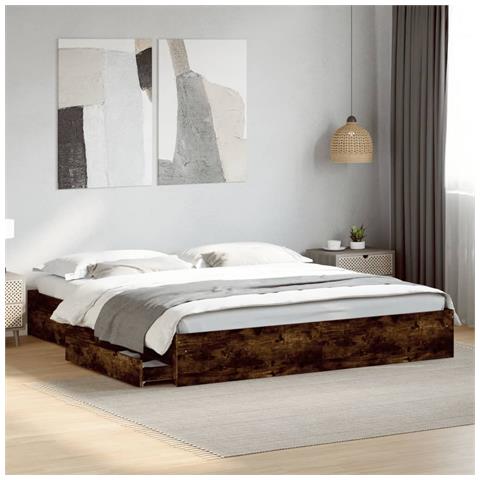 Giroletto Con Cassetti Rovere Fumo 200x200 Cm Legno Multistrato - Foto 1