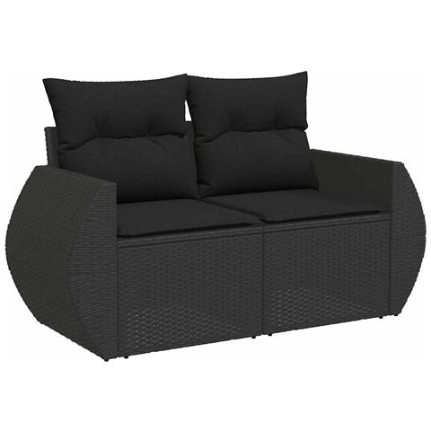 Set Divani Da Giardino 11 Pz Con Cuscini In Polyrattan Nero - Foto 2