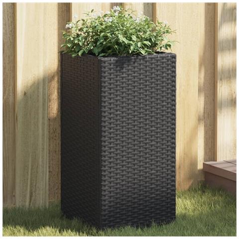 Fioriera Da Giardino Nero 30x30x60 Cm In Polyrattan - Foto 1