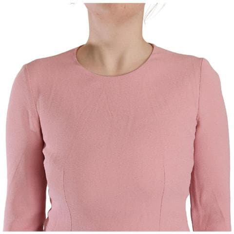 Abito A Trapezio In Misto Viscosa Rosa Con Maniche A 3/4 - It44-l - Foto 4
