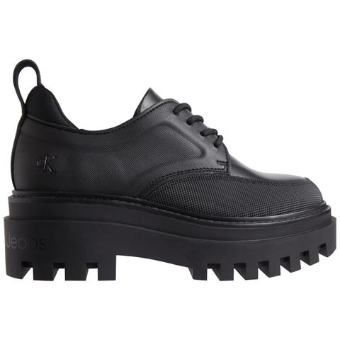 Flatform Laceup Derby Scarpe Eleganti Sintetico Scarpe Donna Nero Eu 41, Yw0yw01502 0gt - Foto 2
