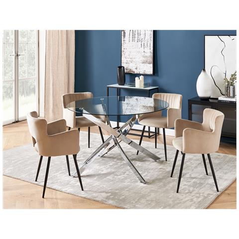 Tavolo Da Pranzo Maramo Argento 120 Cm 120 Cm Vetro Temperato - Foto 1