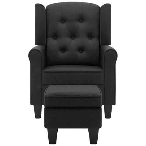 Poltrona Con Poggiapiedi Grigio Scuro In Tessuto - Foto 2