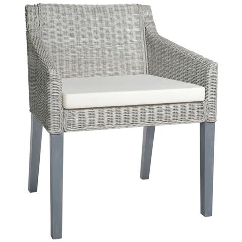 Sedia Da Pranzo Con Cuscino Grigio In Rattan Naturale - Foto 2
