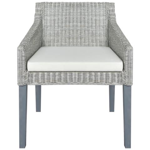 Sedia Da Pranzo Con Cuscino Grigio In Rattan Naturale - Foto 1