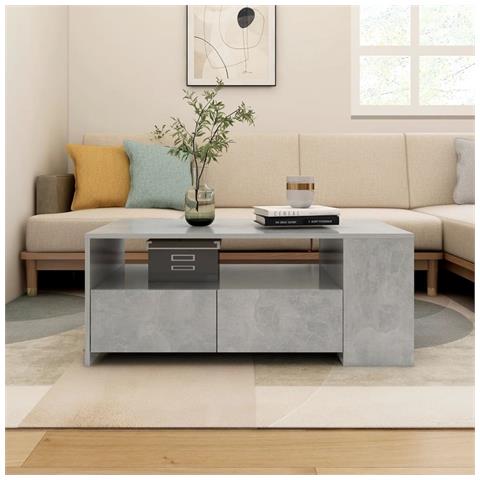 Lusso Casadino -  Tavolino Salotto Grigio Cemento 102x55x42 Cm Legno Compensato - Foto 8