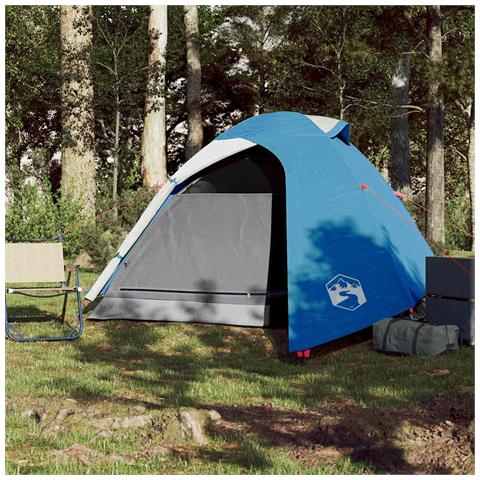 Tenda da Campeggio a Cupola per 3 Persone Blu Impermeabile - Foto 2