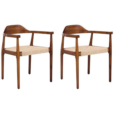Set Di 2 Sedie Da Pranzo Oakdale Legno Marrone Scuro /beige - Foto 2