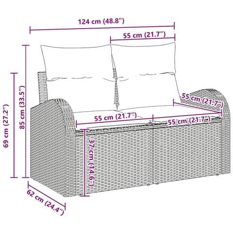 Set di Divani da Giardino di 5 pezzi con cuscini Marrone Polyrattan - Foto 9