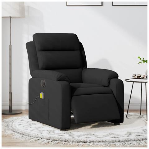 Poltrona Massaggiante Reclinabile Elettrica Nera in Velluto - Foto 2