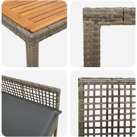 Set da Pranzo Giardino 5 Pezzi con Cuscini Grigio Polyrattan - Foto 9