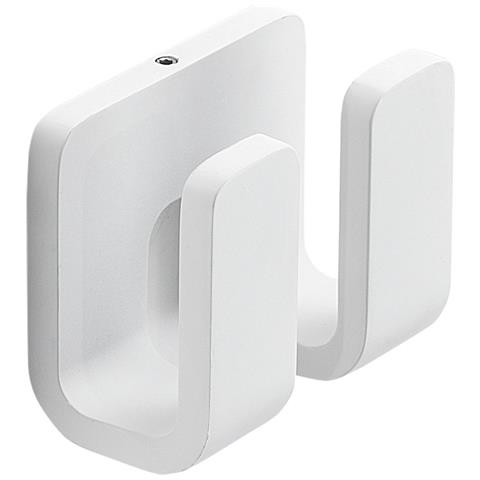 Appendiabiti Doppio Da Muro In Ottone, Acciaio Inox E Cromall 3228 Serie Outline Bianco Opaco - Foto 1