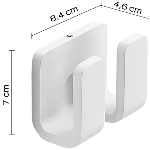 Appendiabiti Doppio Da Muro In Ottone, Acciaio Inox E Cromall 3228 Serie Outline Bianco Opaco - Foto 2