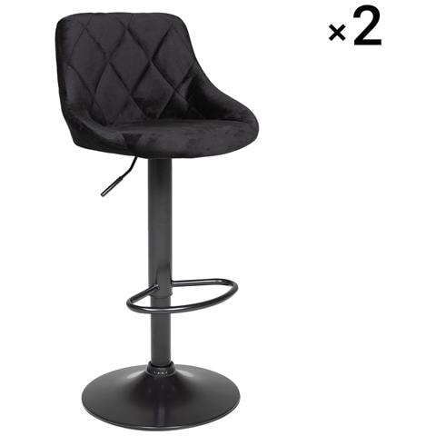 Set Di 2 Sgabelli Da Bar In Velluto Nero Robin - Foto 5
