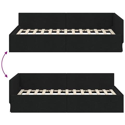 Cornice del letto ad angolo con testiera Nero 90 x 190 cm - Foto 9