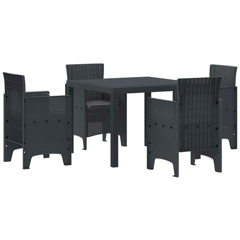 Set da Pranzo per Giardino 5 pcs Antracite Rattan Polt - Foto 1