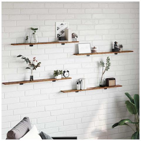 Scaffale 4 pcs Marrone 100 x 10 x 1.5 cm Legno multistrato - Foto 2