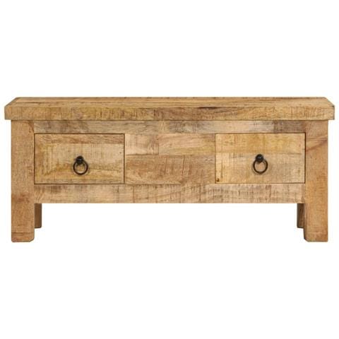 Tavolino Da Salotto 90x45x35 Cm In Legno Massello Di Mango - Foto 1