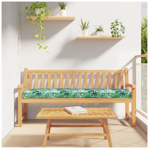 Cuscino per panca Motivo foglie 200x40x8 cm Tessuto Oxford - Foto 2