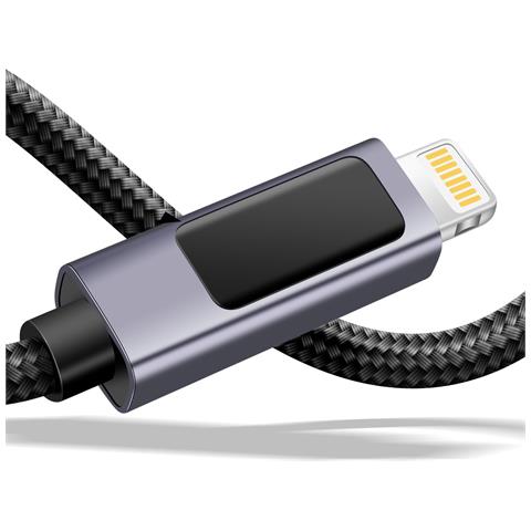 Cavo 3a Lightning A Usb-c 30w 1,5 M Con Schermo Led E Indicatore Di Potenza, Nero - Foto 2