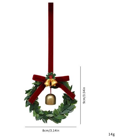 Set Di 2 Campane Per Albero Di Natale Con Foglie Verdi - Ornamenti Festivi Per Decorazioni Natalizie - Foto 2