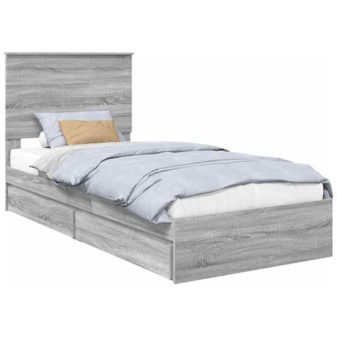 Letto con Contenitore con testiera Grigio Sonoma 90 x 200 cm - Foto 1