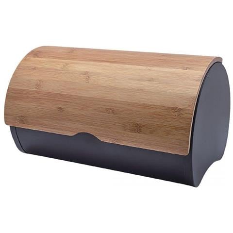 2738 Modern Black Metal and Bamboo Bread Box - Foto 1