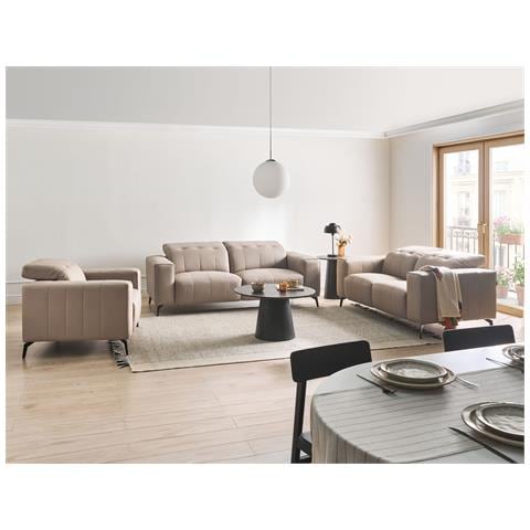 Set Da Salotto 6 Posti Ommel Pelle Sintetica Tortora - Foto 1