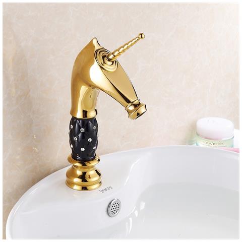 Rubinetto per lavabo da bagno, Blackswan, tipo M270 Unicorn, modello oro /nero medio, misura 27,2 cm - Foto 2