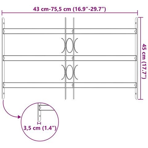Griglia Finestra Nero 75.5 x 45 cm Acciaio verniciato a polvere - Foto 7