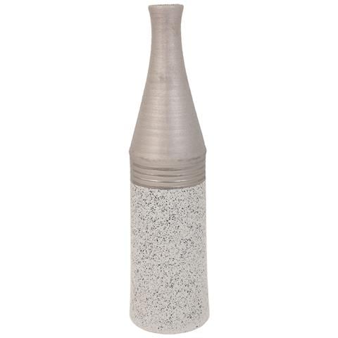 Vaso In Ceramica Argento 13,5x13,5x53h - Foto 1