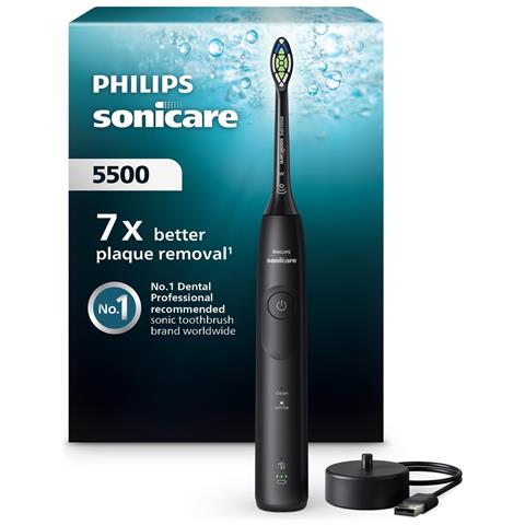 Sonicare Serie 5500 Spazzolino Elettrico Sonico Con Base Di Ricarica E Sensore Di Pressione Colore Nero Hx7111/01 - Foto 1