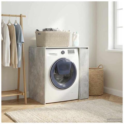 Mobiletto per lavatrice con porta Calcestruzzo 87 x 60 x 89 cm - Foto 2