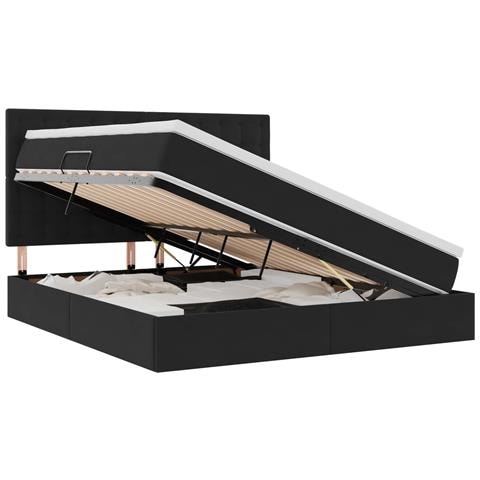 Letto con contenitore e materasso Nero 160 x 200 cm Velluto - Foto 1