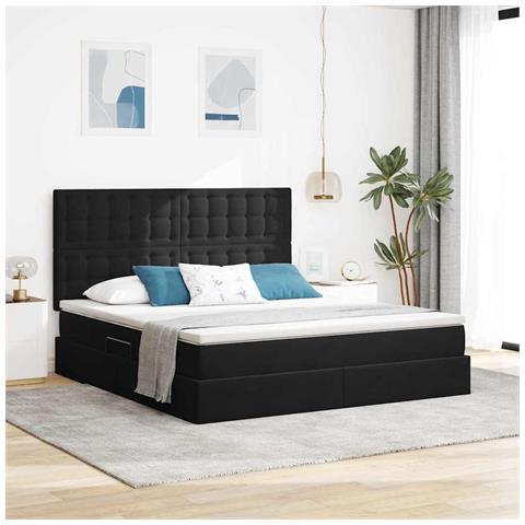 Letto con contenitore e materasso Nero 160 x 200 cm Velluto - Foto 2