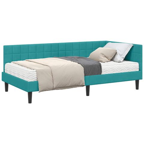 Struttura Letto Angolare con Materasso 2 pcs Turchese Velluto - Foto 1