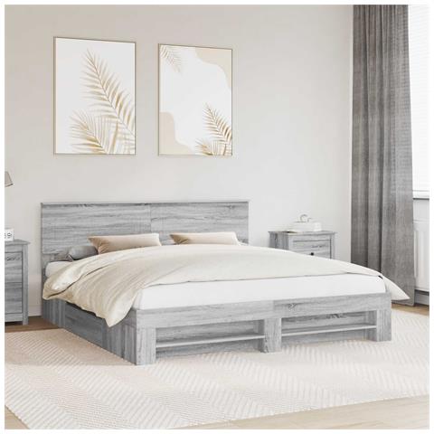 Struttura del letto con testiera Grigio Sonoma 180 x 200 cm - Foto 2