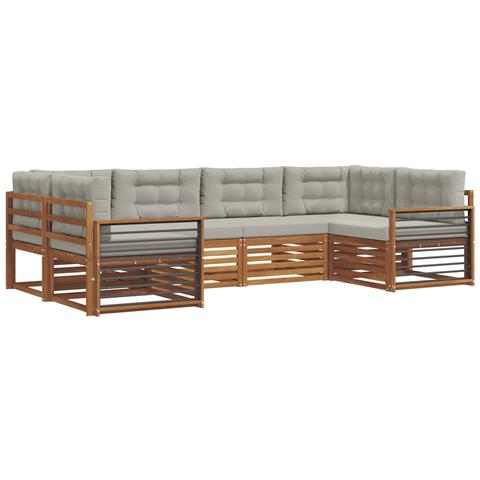 Set divani con cuscino 6 pcs Grigio Naturale e Chiaro - Foto 1