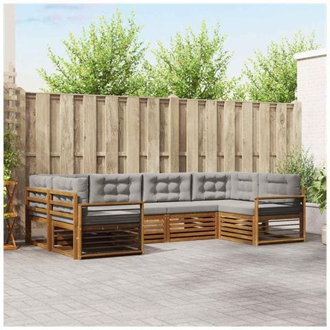 Set divani con cuscino 6 pcs Grigio Naturale e Chiaro - Foto 2