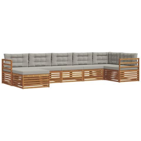 Set divani con cuscino 7 pcs Grigio Naturale e Chiaro - Foto 1