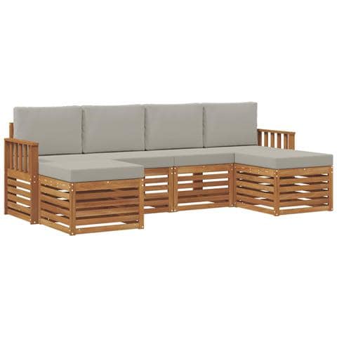 Set divani con cuscino 6 pcs Grigio Naturale e Chiaro - Foto 1